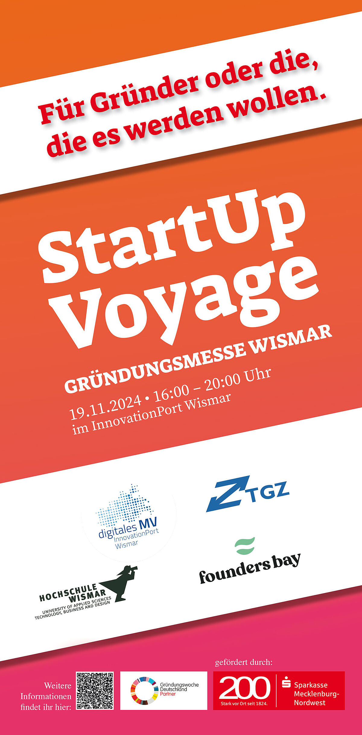 Veranstaltung "StartUpVoyage" im InnovationPort Wismar am 19.11.2024 ab 16 Uhr.